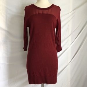 Club Monaco Maroon Wool Silk Sweater Dress XS